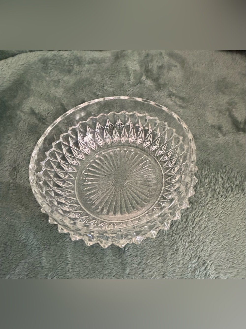 Vintage Indian Diamond Clear Cut Glass Bowl - Classic Elegant Design (G002)